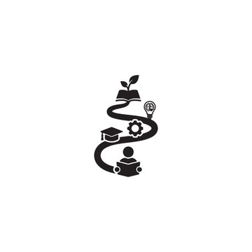 Roadmap of education and learning icons illustration