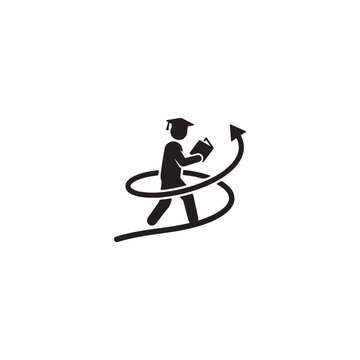 Student with book and arrow path icon