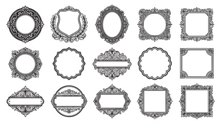 Fototapeta premium Vintage Ornamental Frame Set and Decorative Luxury Border Collection