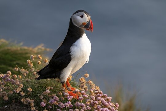 Puffin (Fratercula arctica), Sumburgh Head, Mainland, Shetland Islands, Scotland, Great Britain