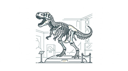 Detailed Dinosaur Skeleton Display in Museum Setting. © Rotan
