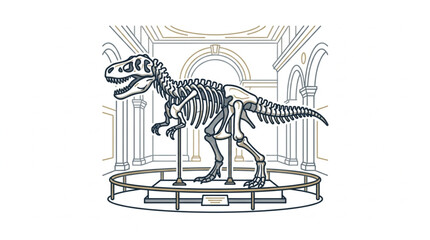 Detailed Dinosaur Skeleton Display in Museum Setting. © Rotan