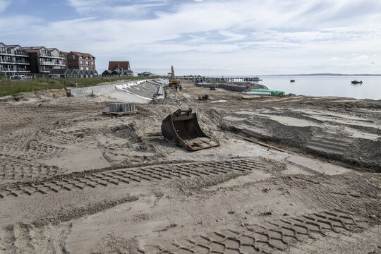 Dike construction, dike reinforcement, Hohwacht, Schleswig-Holstein, Germany