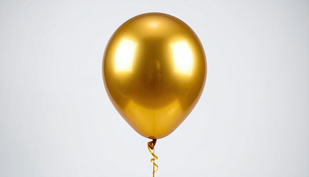 single gold latex balloon isolated on white background