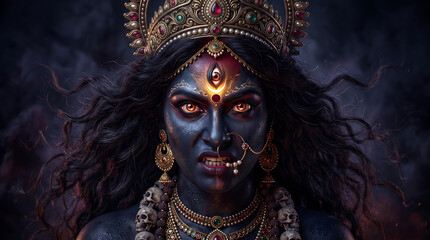 Obraz premium Mystical Digital Art of Hindu Goddess Kali Symbolic of Power and Destruction