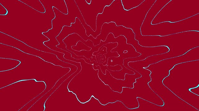 Abstract red contour waves with futuristic topographic pattern