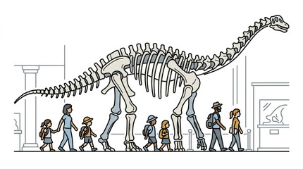 Dinosaur Skeleton Display in Museum Exhibit Hall. © parunten