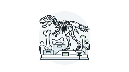 Detailed Dinosaur Skeleton Illustration on Display. © parunten