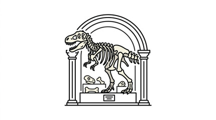 Dinosaur Skeleton Display in Museum Exhibit. © parunten