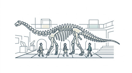 Dinosaur Skeleton Display in Museum Exhibit. © parunten
