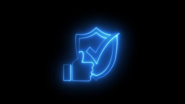  Neon glowing reliability icon, support concept, call center and customer service. Business concept. Glowing neon line of animated reliability icon isolated on transparent background 4k video