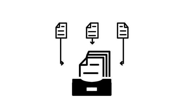 Document repository icon&nbsp;featuring document&nbsp;and cabinet symbols. Suitable for&nbsp;file storage, record&nbsp;management, archive, and&nbsp;organization concepts.