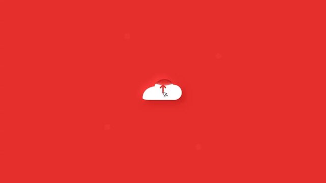 A white arrow cursor clicks a cloud icon to trigger a loading upload
