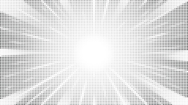 Abstract pattern of black triangles and dots on a white background creating a gradient effect