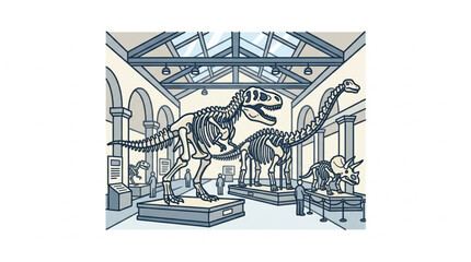 Dinosaur Skeleton Display in Museum Hall. © kur