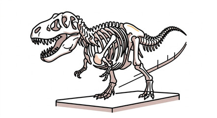 Detailed Dinosaur Skeleton Illustration on Display. © kur