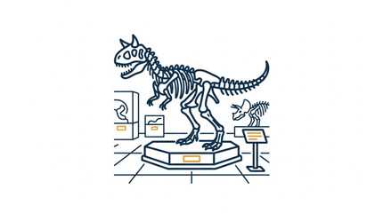 Dinosaur Skeleton Display in Museum Exhibit Hall. © kur
