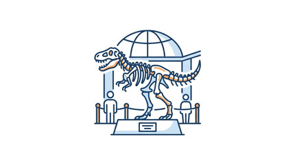 Dinosaur skeleton display in museum exhibit hall. © kur