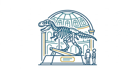 Dinosaur Skeleton Display in Museum Exhibit Hall. © kur