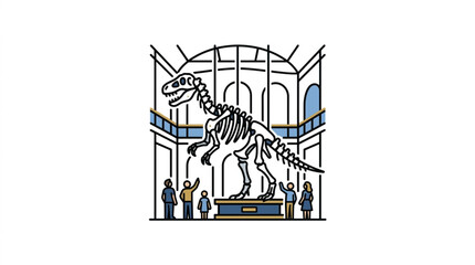 Dinosaur Skeleton Display in Museum Exhibit Hall. © kur