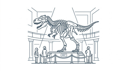 Dinosaur Skeleton Display in Museum Exhibit Hall. © kur
