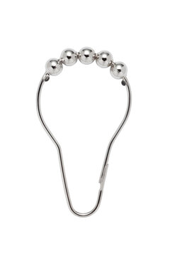 Metal curtain rings with rolling balls on white background, Used to secure curtains to the curtain rod