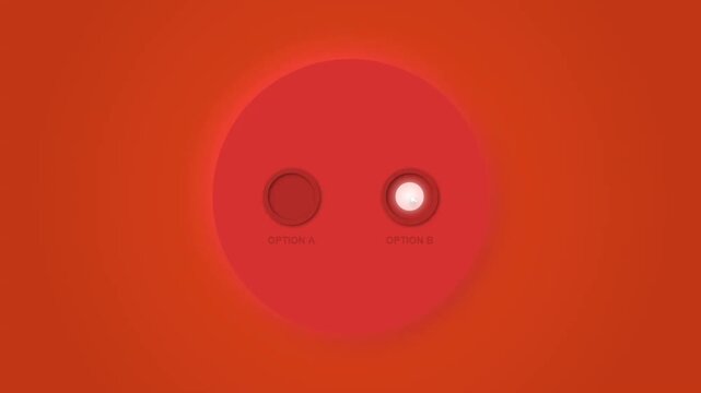 Cursor clicking an interactive radio button option on a red digital screen