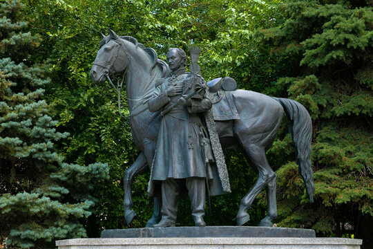 ROSTOV-ON-DON, RUSSIA - JULY 05, 2026: Monument to the ataman of the Don Army Matvey Ivanovich Platov in close-up. Rostov-on-Don