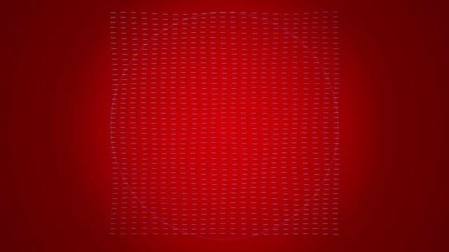 Abstract red background with concentric circles and digital grid pattern