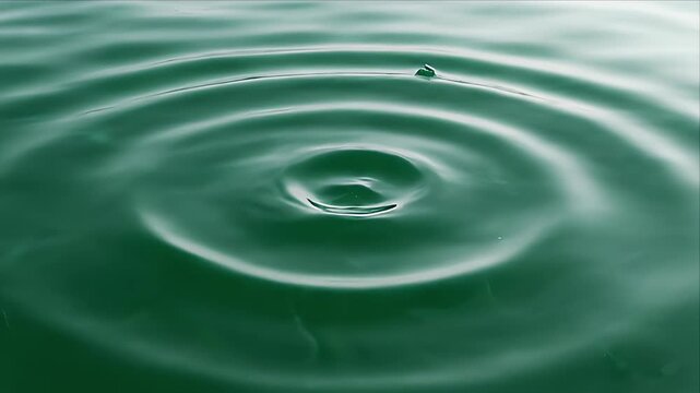Green Water Ripples with Concentric Circles Creating a Peaceful and Calming Liquid Surface Effect