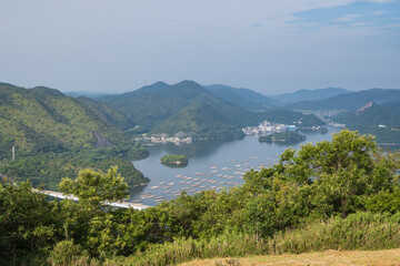 Obraz premium 日本の岡山県備前市の夕立受山の美しい風景