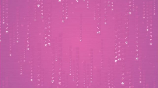 Abstract Digital Background with Falling Japanese Katakana Characters