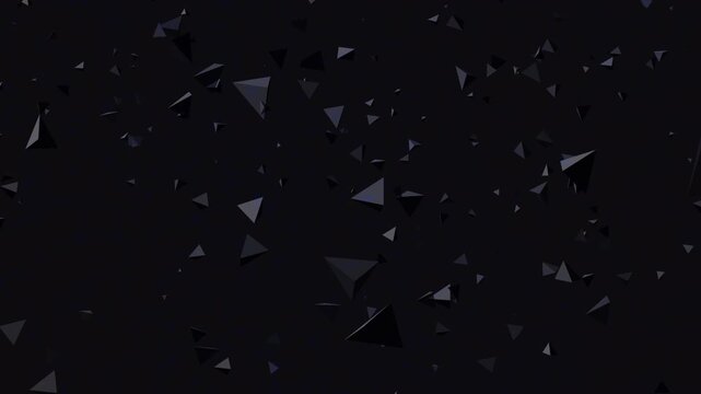 Abstract dark polygon background with floating geometric shards