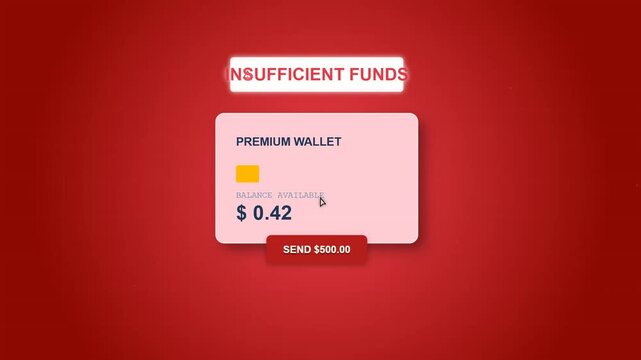 Digital Wallet User Interface Showing Insufficient Funds Error Message