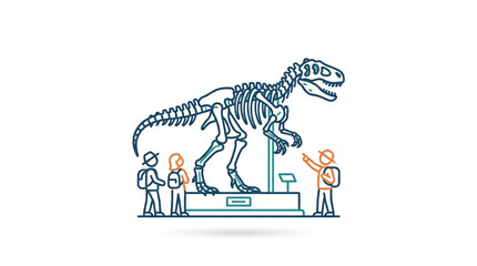 Dinosaur Skeleton Display with Curious Children. © konco