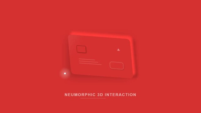 Red Neumorphic Credit Card Animation With Glowing Interactive Point