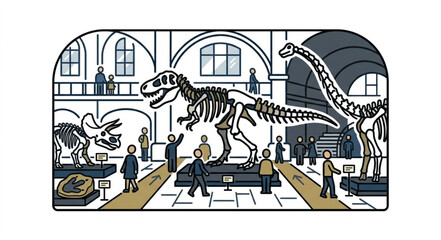 Dinosaur Skeleton Exhibit in Museum Hall. © konco