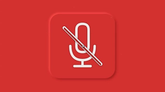 Toggle Mute Button Icon Enabling And Disabling Audio On Red Background