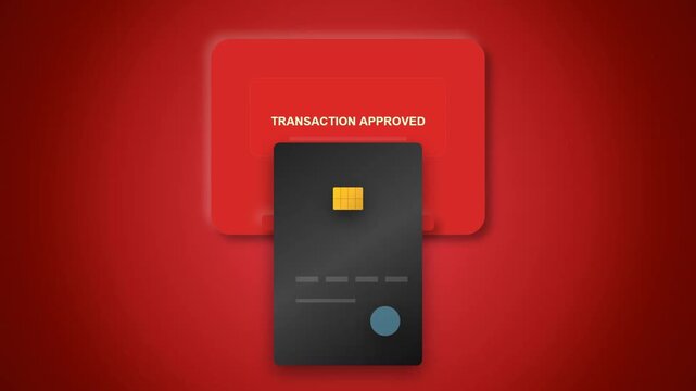 Credit card processing transaction showing progress bar on red background