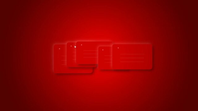 Red Digital Cards Stacking and Animating on Minimalist Background