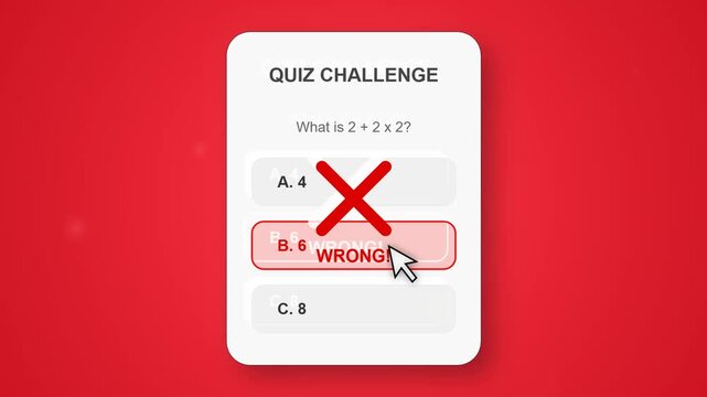 Cursor selecting incorrect quiz answer in interactive mathematical challenge