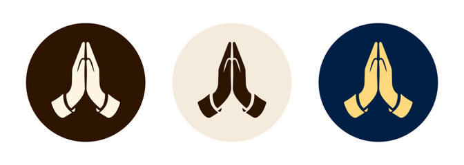 Namaste hands icon symbol representing Indian greeting and respect © Alla Studio