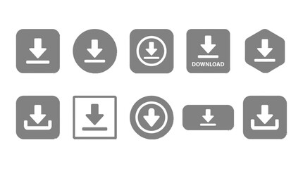 Fototapeta premium Download icon set. Download button Collection. Arrow downloading icon. Vector illustration. Minimalist grey download icon button with white arrow symbol isolated on white background