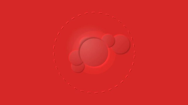 Red abstract motion background with floating circles and dashed border