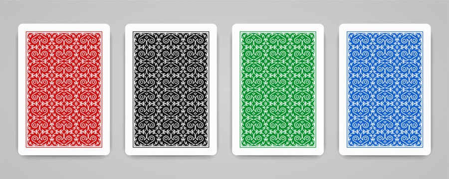 Playing cards back side. Classic deck pattern with ornamental details. Poker and casino concept. Vector illustrator.