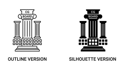 Column Architecture Icons: Two stylized representations of classical column architecture, one as an outline and the other as a silhouette, conveying a sense of structure and design. © Mehrab