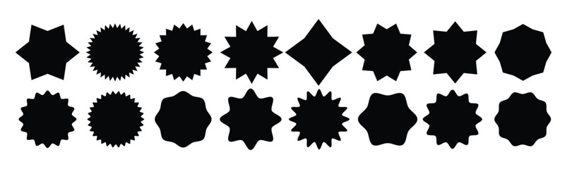 Black sunburst badges icon. sunburst badges, Sale sticker, price tag, starburst icon set, Wavy  edge promo black badges.Star burst shape tags for price.black starburst promotional badge set icon. ©  
