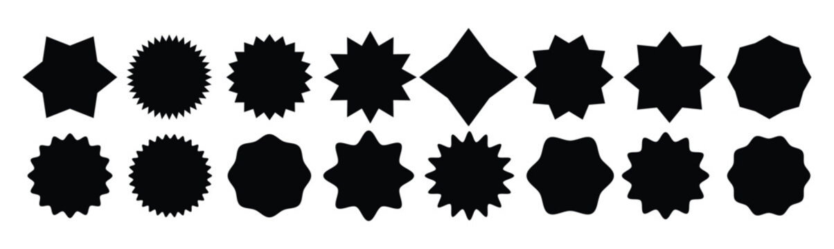 Black sunburst badges icon. sunburst badges, Sale sticker, price tag, starburst icon set, Wavy  edge promo black badges.Star burst shape tags for price.black starburst promotional badge set icon.