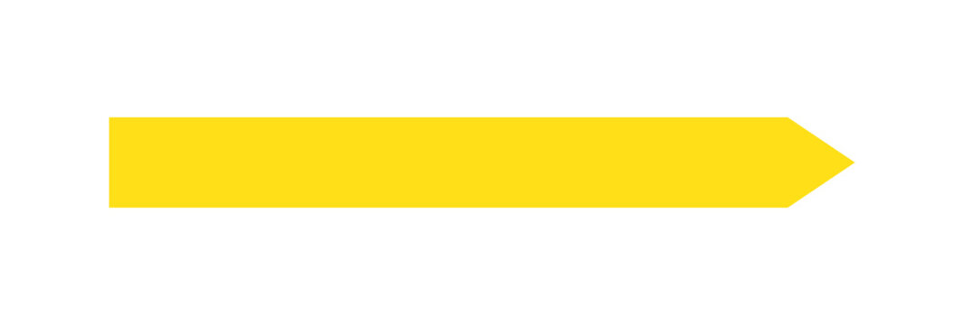 Minimalist Bright Yellow Arrow Banner Ribbon Graphic Element Isolated on Transparent Background