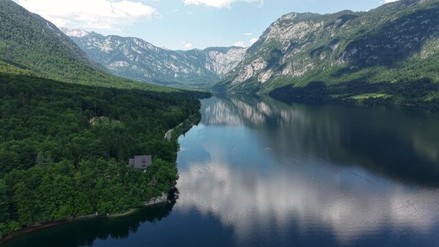 Aerial View of Lake Bled and Scenic Landscape of Triglav National Park, Slovenia